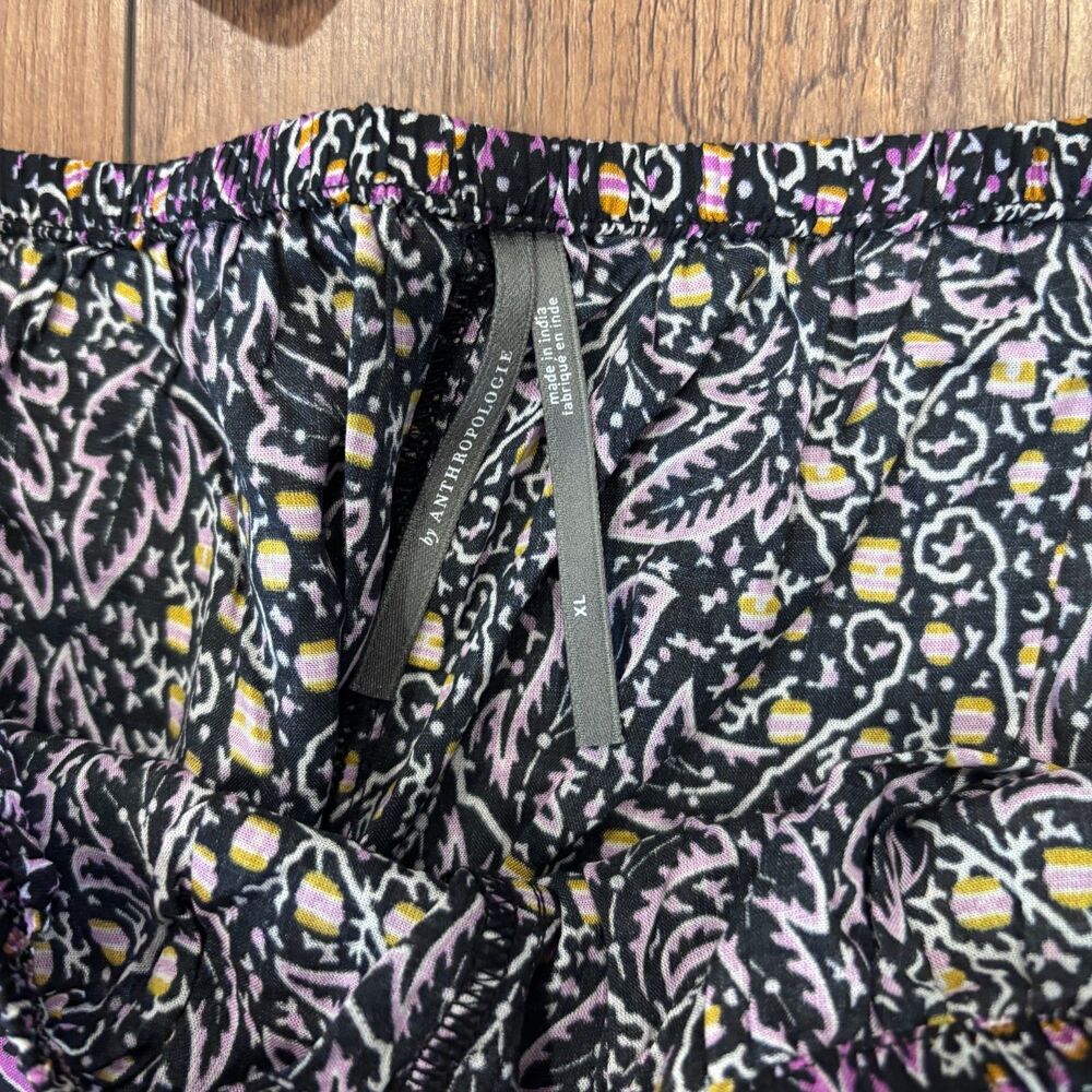 NWT $68 Anthropologie Silky Purple Paisley Pajama Sleep Set w/ Shorts Women's XL - Picture 2 of 5